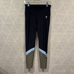 P.E. Nation Speed Cut Black Blue Legging Size L Checkered